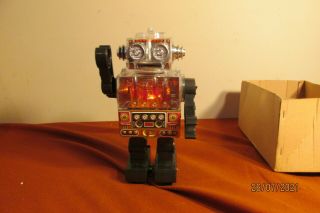 Sh Horikawa Battery Operated Piston Robot Space Tin Toy Great