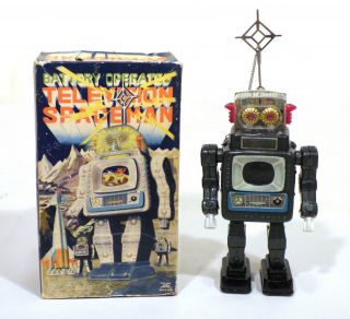 1960s Tin Alps Japan " Television Spaceman " Robot Exc In Orig Box