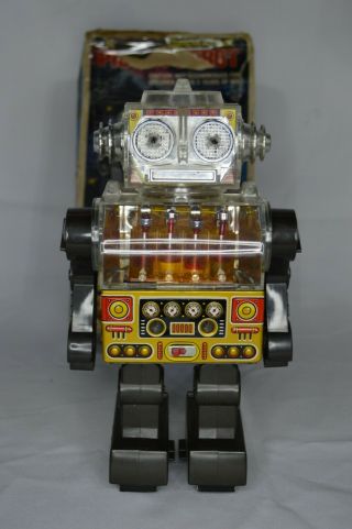 SH 1976 Horikawa Battery Operated Piston Robot Space Tin Toy JAPAN w/Box 2