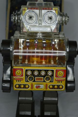 SH 1976 Horikawa Battery Operated Piston Robot Space Tin Toy JAPAN w/Box 3