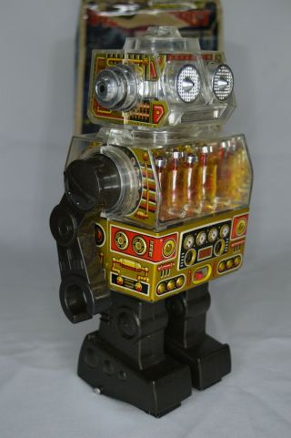 SH 1976 Horikawa Battery Operated Piston Robot Space Tin Toy JAPAN w/Box 4