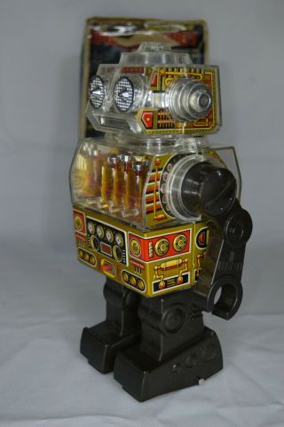 SH 1976 Horikawa Battery Operated Piston Robot Space Tin Toy JAPAN w/Box 5