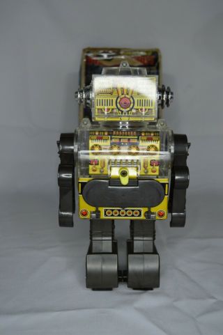 SH 1976 Horikawa Battery Operated Piston Robot Space Tin Toy JAPAN w/Box 6