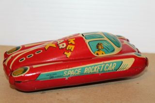 1950s Masudaya Modern Toys Rocket Car X Tin Litho Friction Space Rocket Car