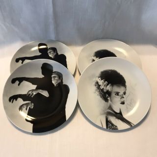 Set (4) Frankenstein & Bride Of Frankenstein Plates By World Market - -