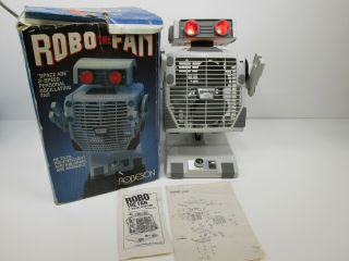 1986 Robo The Fan Space Age Robot Fan Oscillating & Light Up Eyes W/orig.  Box
