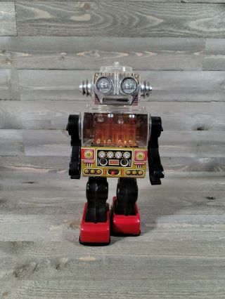 Sh Horikawa Battery Operated Piston Robot Space Tin Toy Not