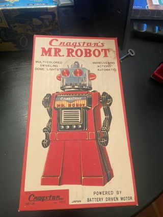 1962 Tin Cragstan Mr Robot (red) Japan W/ Box.