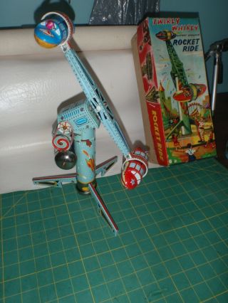 Vintage Twirly Whirly Rocket Ride With Box Alps Japan