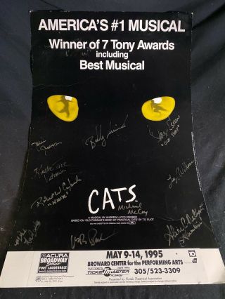 Cats Broadway Play Window Card Signed By The Cast 14x22 Broward