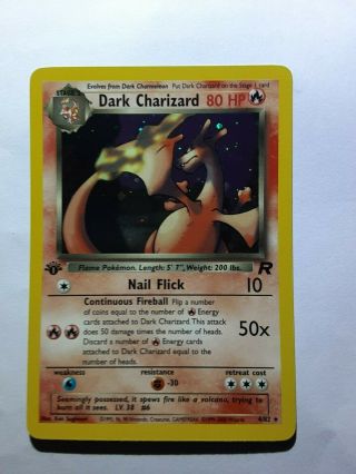 2000 Pokemon Team Rocket 1st Edition Dark Charizard Holo 4 Near
