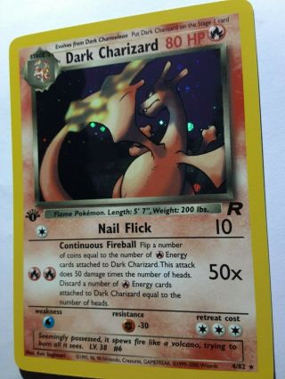 2000 Pokemon Team Rocket 1st Edition Dark Charizard Holo 4 Near 5