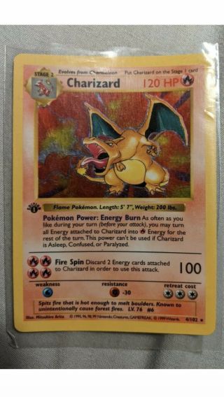 1999 Pokemon Game Base Set Shadowless Holo Charizard Card