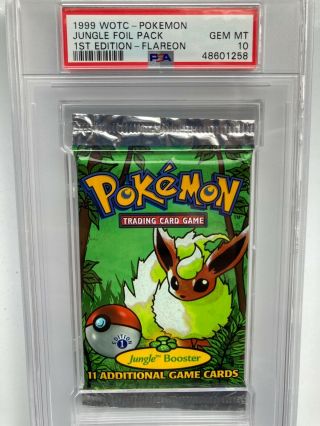 1999 Pokemon Jungle 1st Edition Booster Pack Flareon Art Psa 10 Gem