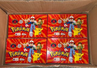Case Of 12 Pokemon Merlin Topps 1999 Sticker Box 100 Packs Pokemon Card