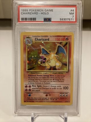 Psa 7 Nm 1999 Pokémon Game Base Set Charizard Holo Rare Card 4/102