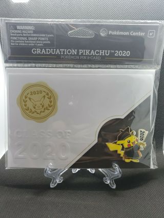 Pokemon Center Exclusive Graduation Pikachu 2020 Pin And Card Set Rare