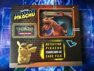 Pokemon Detective Pikachu Charizard Gx Case File Box Set Incl.  6 Booster Packs