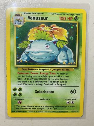 1999 Base Set Venasaur Holo Rare Pokemon Card (15/102) - Nm/lp