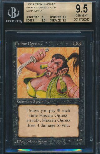 Arabian Nights Hasran Ogress Dark Bgs 9.  5 Graded Magic Mtg (0032)