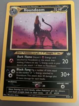 Houndoom : 8/64 | Holo Neo Revelation Pokemon Card : Adult Owned