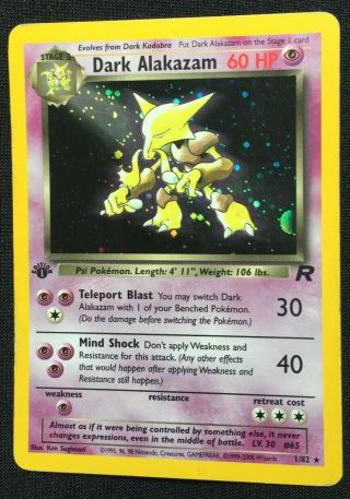 Pokemon Card 1st Edition Dark Alakazam Holo Rare (wotc Team Rocket Set 1/82)