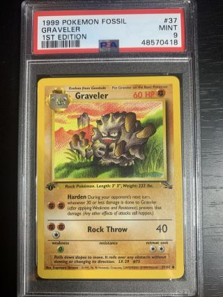 Psa 9 Graveler 1999 Fossil 1st Edition Pokemon Card 37/62