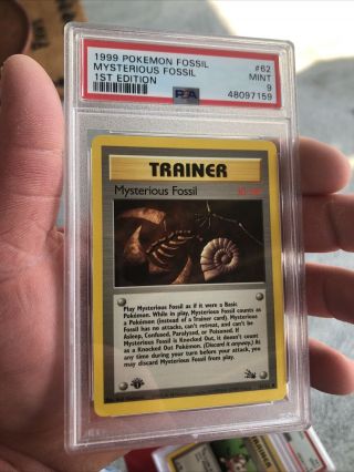 Psa 9 Mysterious Fossil 1999 Fossil 1st Edition Pokemon Card 62/62