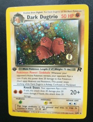 Dark Dugtrio Team Rocket Rare Holo 1st Edition Pokemon Card 6/82 Nm Wotc