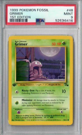 Grimer 1999 Fossil 1st Edition Pokemon Card 48 Game Psa 9 48/62 First