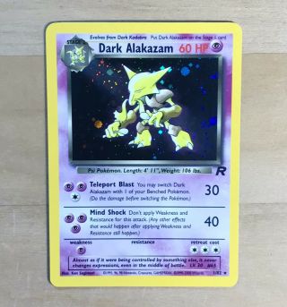 Pokemon Dark Alakazam Holo Team Rocket Card 1/82 Rare Unlimited Edition Wotc Nm
