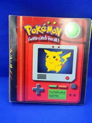 Vintage 1999 Plymouth Nintendo Pokemon 3 - Ring Card Binder Pikachu Pokedex - 1