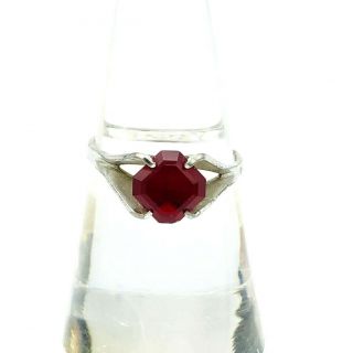 Vintage Vargas Sterling Silver 925 Ring With Simulated Ruby Size 6.  5