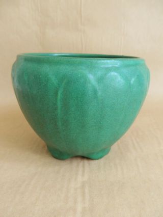 Vintage Weller Grueby ? Art Pottery Matte Green Footed Vase Planter Jardiniere