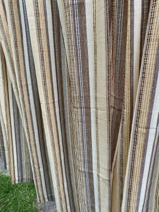 Vintage Bhs 80’s Striped Textured Shades Of Brown Curtains 46” W X 54” D