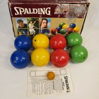 Vintage Spalding • Bocce Ball Set W/ Box Made In Italy (8) 4 " Balls