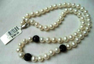 Stunning Vintage Estate Signed 925 Pearl Nwt $150 17 " Necklace G4857