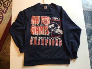 Vtg 1990 York Giants Eastern Division Champions Trench Sweatshirt Sz S - Cool