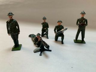 Vintage Britains Hollow Cast Lead Artillery Figures - 5 Figures.