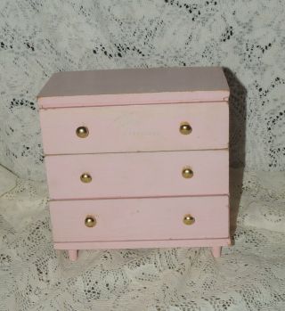 Vintage Vogue Ginny Doll Furniture Pink Dresser 3 Drawers Strombecker 1950s