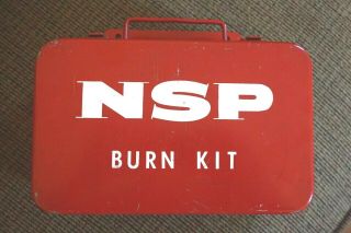 Vintage Nsp Northern States Power Burn Kit Metal 1st Aid Kit Utilities