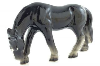 Vintage Ceramic Horse Figure Figurine Black Animal Made In Japan T239