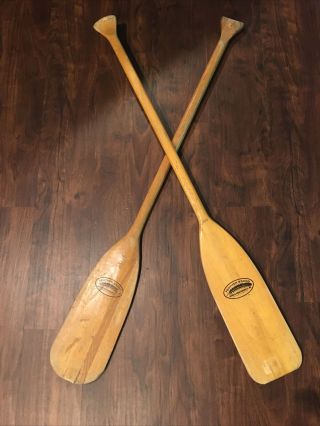 2 Vintage Feather Brand Wood Canoe Paddles Caviness Woodworking Co Calhoun Miss