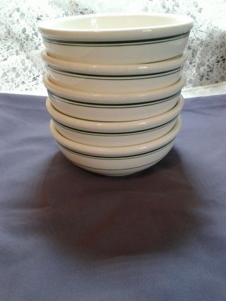 Five 5 Vtg.  Homer Laughlin Best China Restaurant Ware Green Stripe Chili Bowls