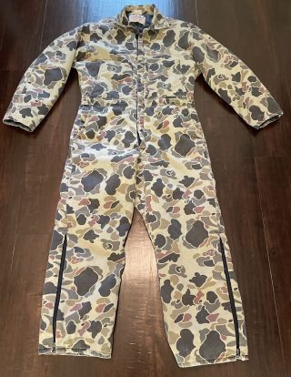 Vintage Walls Blizzard Pruf Coveralls Camo Insulated Outerwear Zip Leg Men Large
