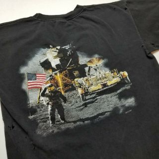 Vtg 1997 Kennedy Space Center T - Shirt Mens L Space Moon Landing Flag Usa 90s K88