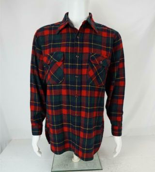 Vtg Pendleton Wool Button Down Heavy Flannel Shirt Made In Usa Multicolor Men L