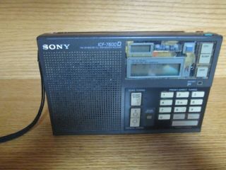 Vintage Sony Icf - 7600d Fm/lw/mw/sw Pll Synthesized Receiver World Radio