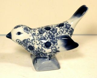 Vintage Bombay Company Blue & White Delft Porcelain Bird Figurine