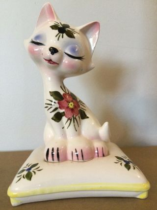 Vintage Enesco Cat On Cushion Pillow Salt And Pepper Shakers Hand Painted